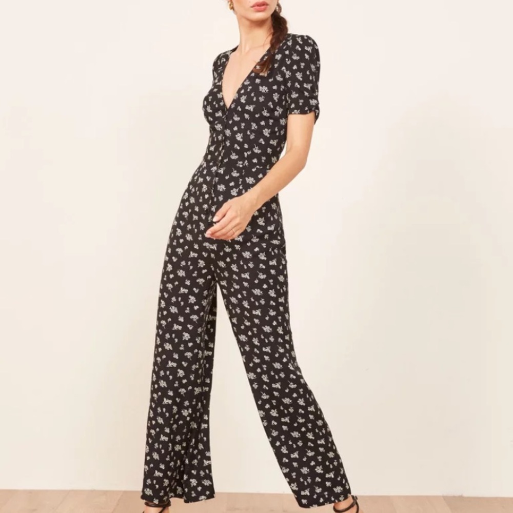 Reformation Franch Jumpsuit Black and White